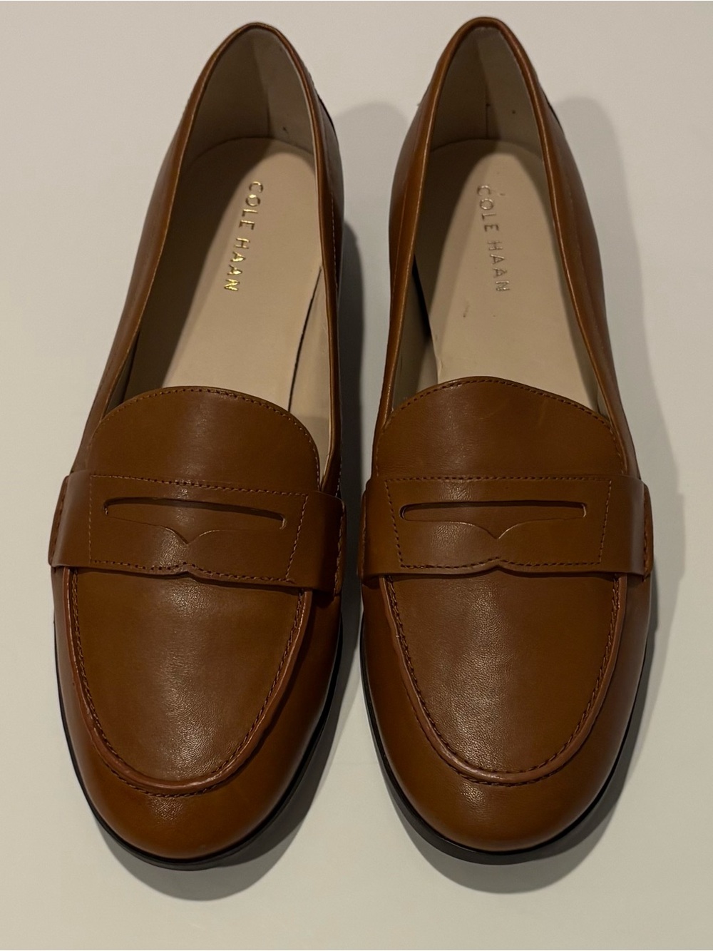 Cole Haan British Tan Women's Leather Penny Loafers W10213 Size 7 1/2 B